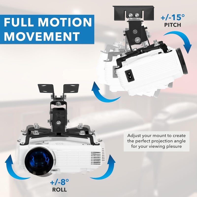 Mount-It! Projector Ceiling Mount and Wall Mount with Adjustable Arm, Universal Projector Mount for LCD/DLP Projectors, Flush Mount Option, Built-in Cable Management, 40lb Capacity, Black - Image 5